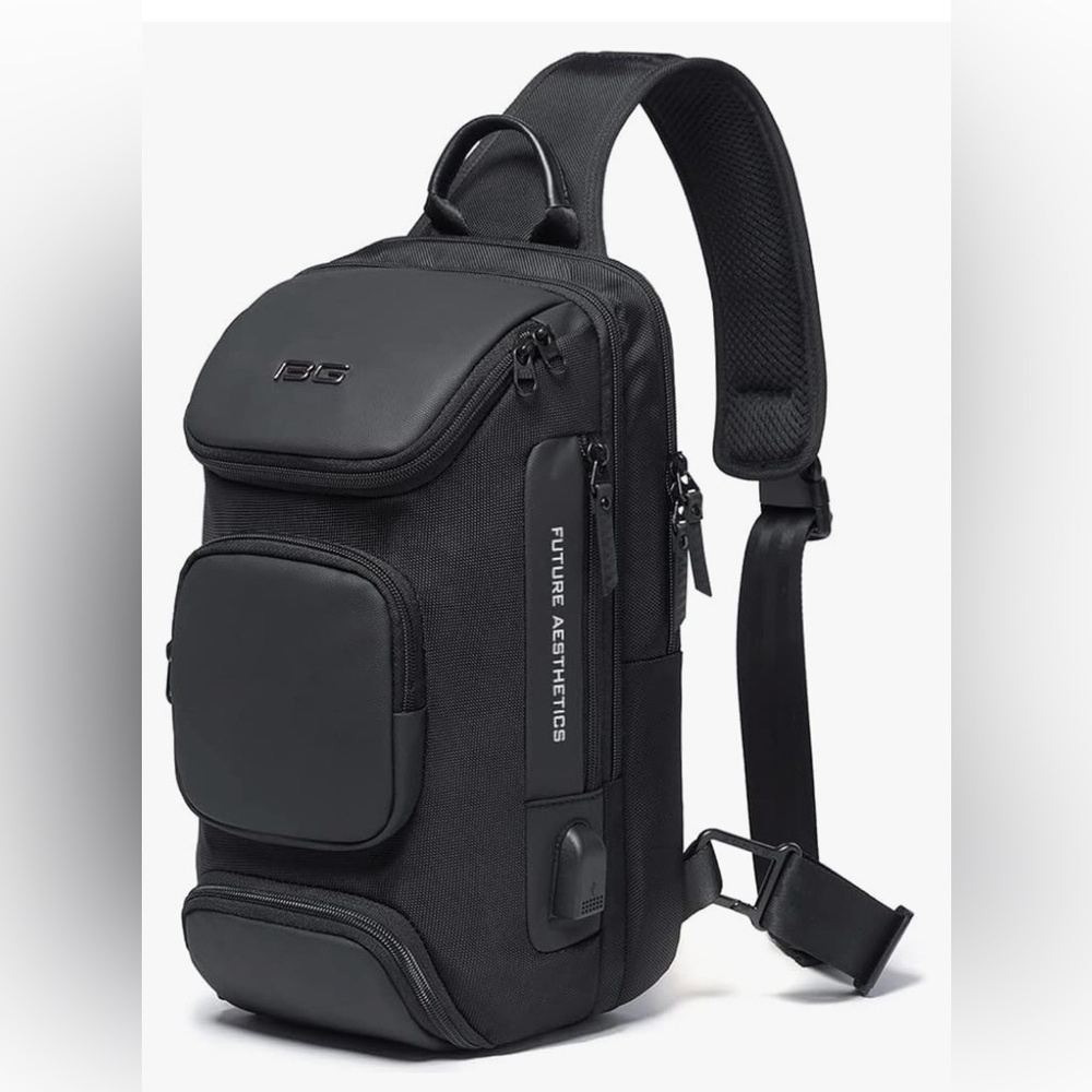 BANGE Black Men's Sling Bag waterproof Crossbody Backpack, Shoulder bag Men’s